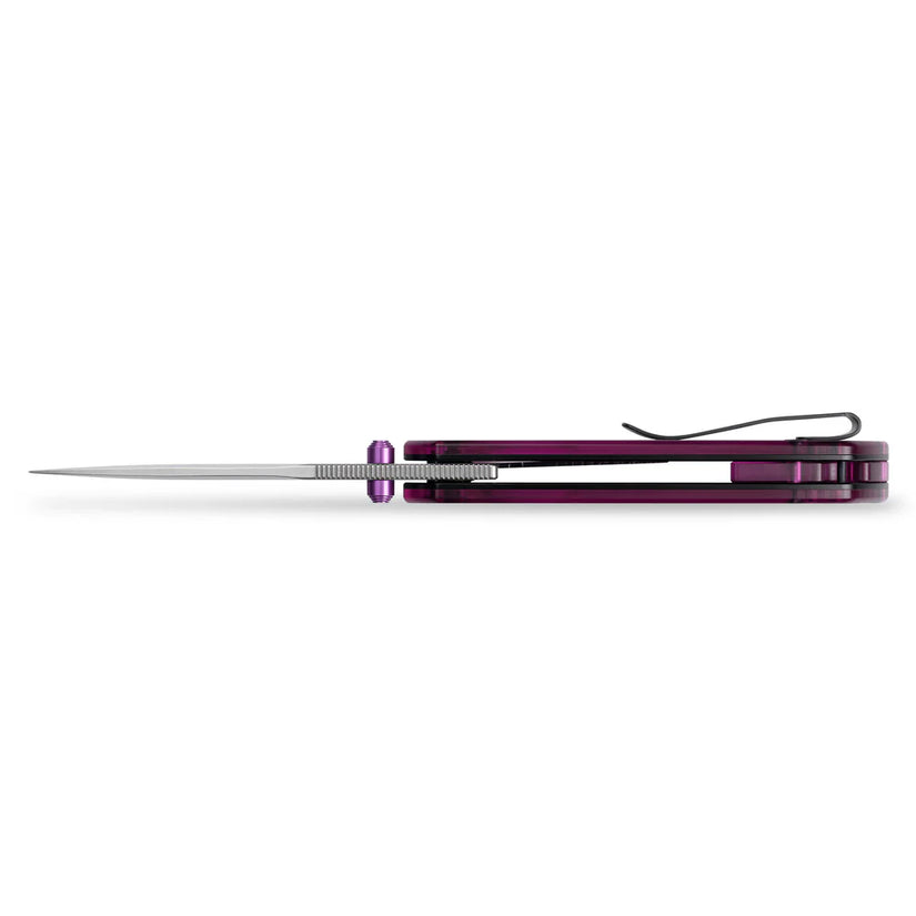 Olitans Lemon Shark G071 - 3.27" 10Cr15Mov Stonewashed Blade, Purple Acrylic Handle