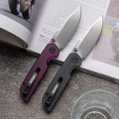 Olitans Lemon Shark G071 - 3.27" 10Cr15Mov Stonewashed Blade, Grey Acrylic Handle