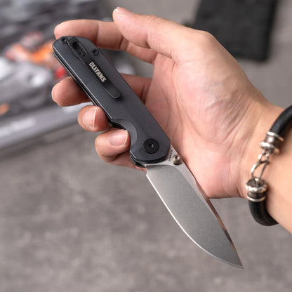 Olitans Lemon Shark G071 - 3.27" 10Cr15Mov Stonewashed Blade, Grey Acrylic Handle
