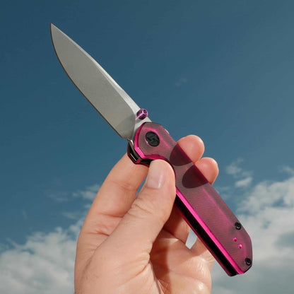 Olitans Lemon Shark G071 - 3.27" 10Cr15Mov Stonewashed Blade, Purple Acrylic Handle
