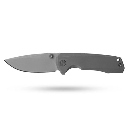 Olitans Bomber 2.0 T065 - 2.95" M390 Stonewashed Blade, Dark Grey Titanium Handle