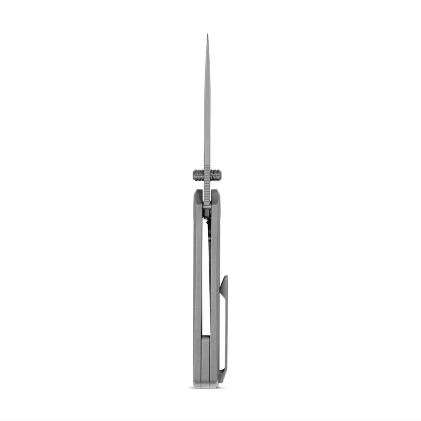 Olitans Bomber 2.0 T065 - 2.95" M390 Stonewashed Blade, Dark Grey Titanium Handle