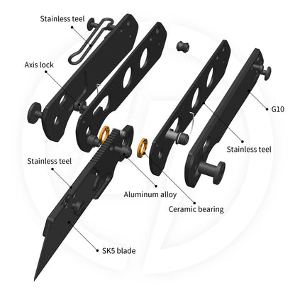 Olitans Adélie Penguin G076 - 2.68" Black Utility Blade, Black G10 Handle