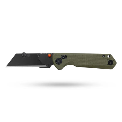 Olitans Adélie Penguin G076 - 2.68" Black Utility Blade, Green G10 Handle