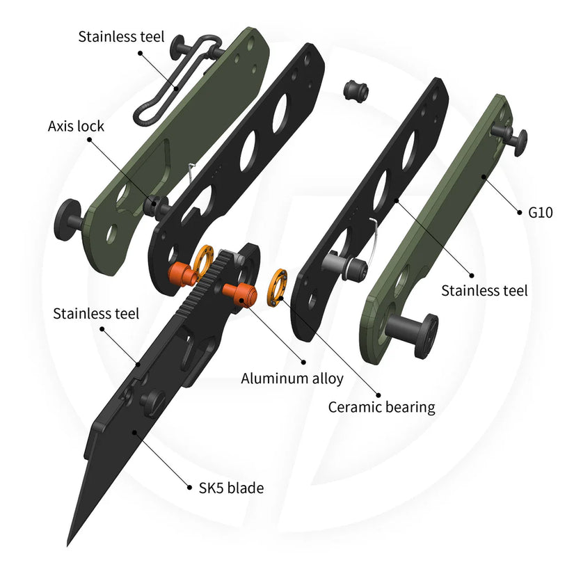 Olitans Adélie Penguin G076 - 2.68" Black Utility Blade, Green G10 Handle