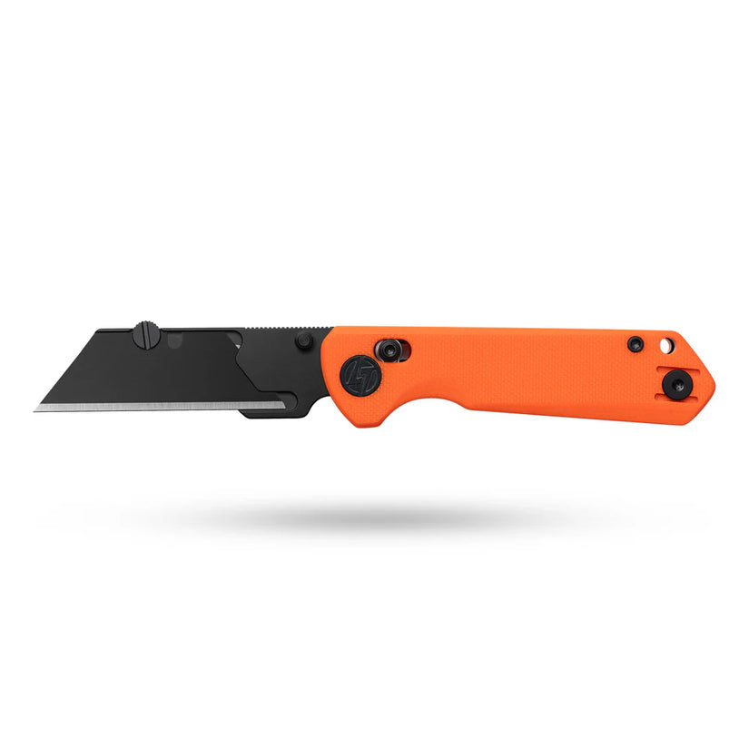 Olitans Adélie Penguin G076 - 2.68" Black Utility Blade, Orange G10 Handle