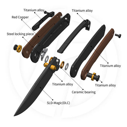 Olitans Gecko M070 - 3.07" SLD-Magic DLC Blade, Copper Handle