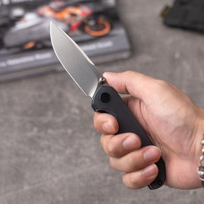 Olitans Lemon Shark G071 - 3.27" 10Cr15Mov Stonewashed Blade, Grey Acrylic Handle