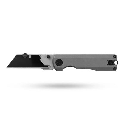 Olitans Ti Nova T078 - 2.68" Black Utility Blade, Dark Grey Stonewashed Titanium Handle