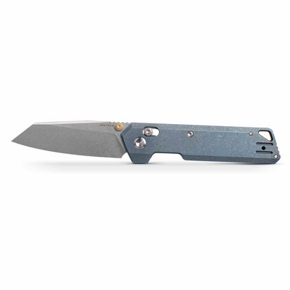 Vosteed Parallel A3504 - 2.9" S35VN Stonewash Blade, Blue Titanium Handle