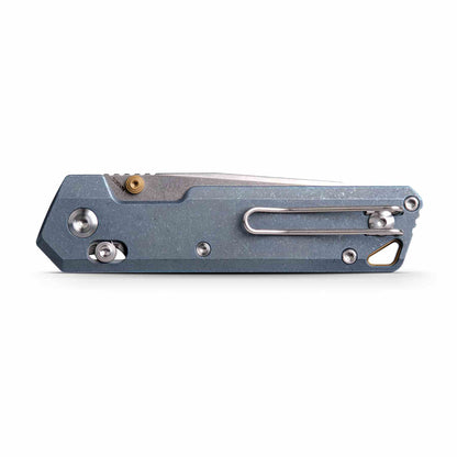 Vosteed Parallel A3504 - 2.9" S35VN Stonewash Blade, Blue Titanium Handle