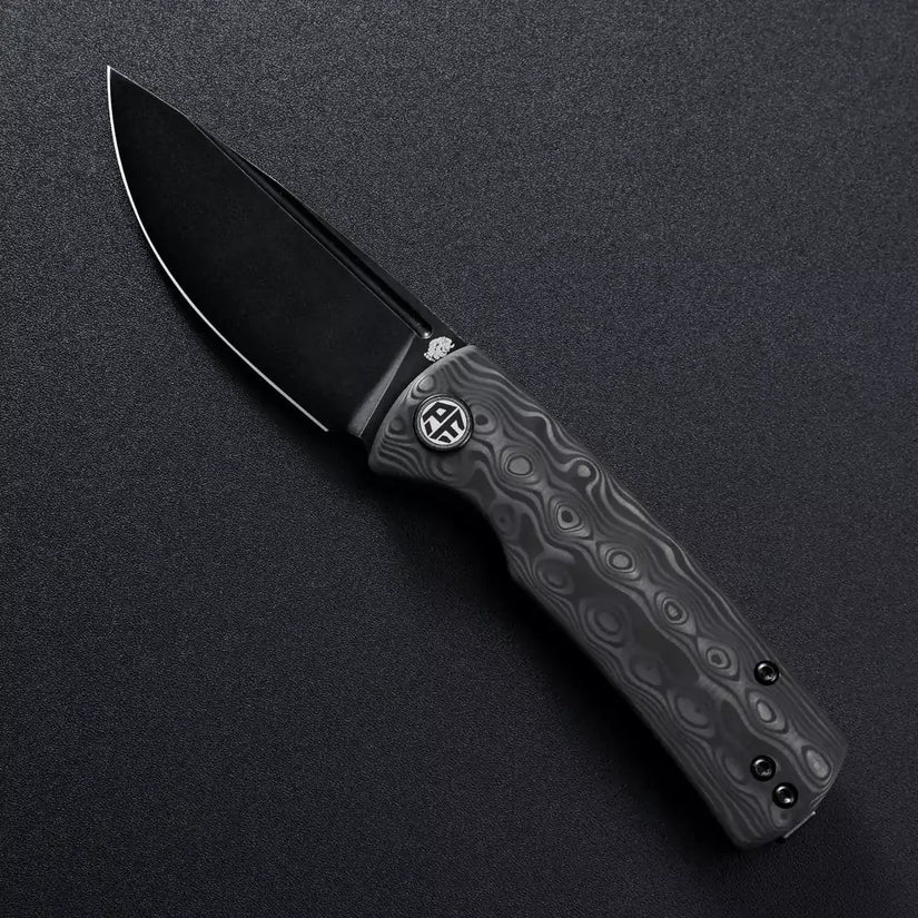 Petrified Fish Mini Beluga PFP01XCDW - 2.99" 14C28N Black Stonewash Blade, Carbon Fibre Handle