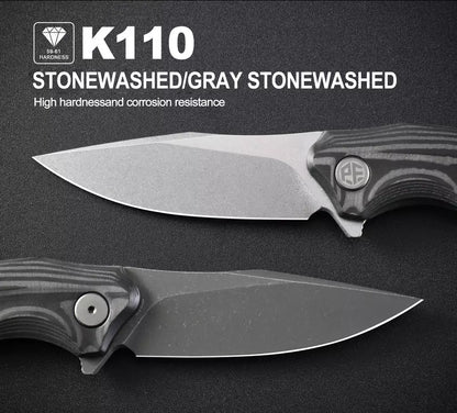 Petrified Fish Hairtail PFP10CW - 3.54" K110 Stonewashed Blade, Carbon Fibre Handle