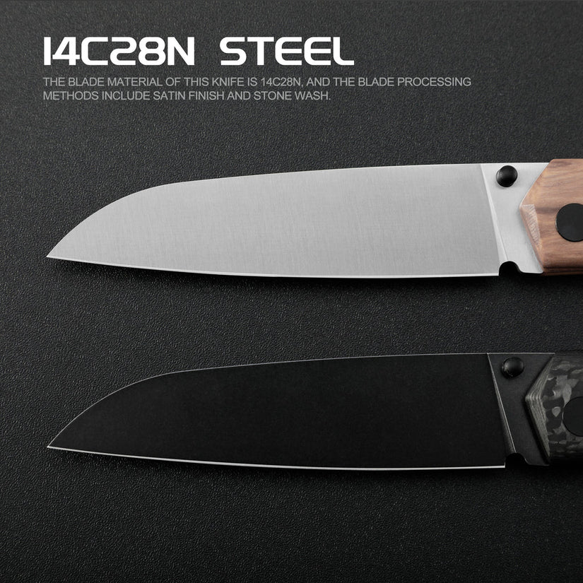 Petrified Fish Patte V2 PF719OWOS - 3.43" 14C28N Satin Blade, Olive Wood Handle