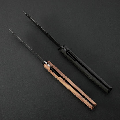 Petrified Fish Patte V2 PF719OWOS - 3.43" 14C28N Satin Blade, Olive Wood Handle