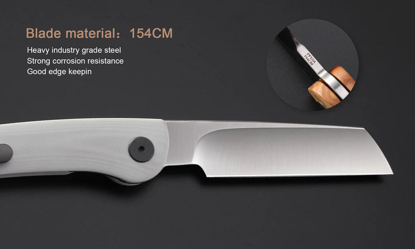 Petrified Fish Scholar PFE04WO - 154CM Satin Blade, Olive Wood Handle