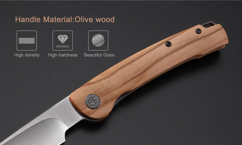 Petrified Fish Scholar PFE04WO - 154CM Satin Blade, Olive Wood Handle