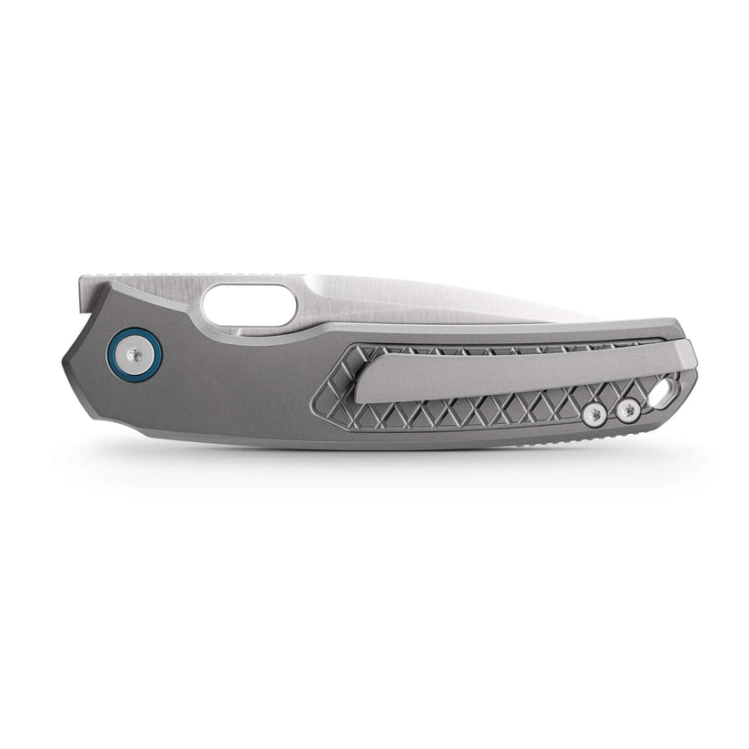 Vosteed Psyop A2202 - 3.32" Elmax Satin Blade, Titanium Patterned Handle