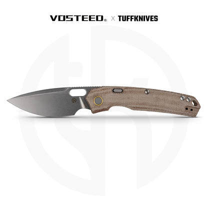 Vosteed Psyop A2210 - 3.32" Elmax Stonewashed Blade, Norplex UltreX Natural Micarta Handle
