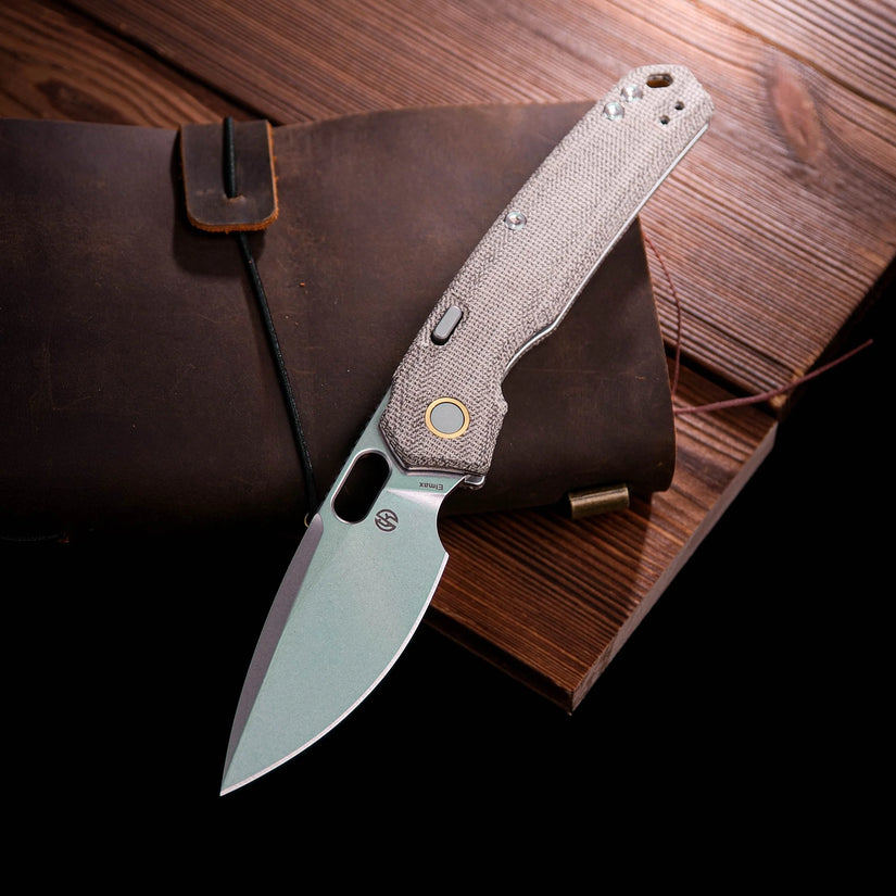 Vosteed Psyop A2210 - 3.32" Elmax Stonewashed Blade, Norplex UltreX Natural Micarta Handle