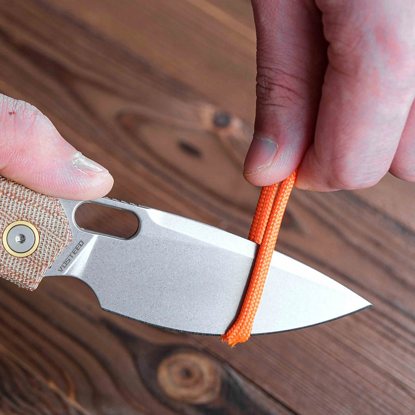 Vosteed Psyop A2210 - 3.32" Elmax Stonewashed Blade, Norplex UltreX Natural Micarta Handle
