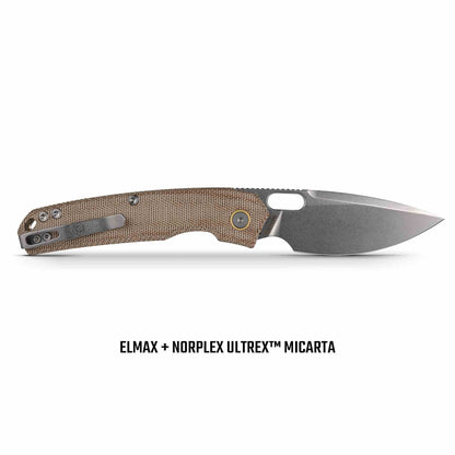 Vosteed Psyop A2210 - 3.32" Elmax Stonewashed Blade, Norplex UltreX Natural Micarta Handle