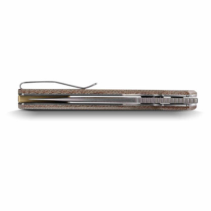 Vosteed Psyop A2210 - 3.32" Elmax Stonewashed Blade, Norplex UltreX Natural Micarta Handle
