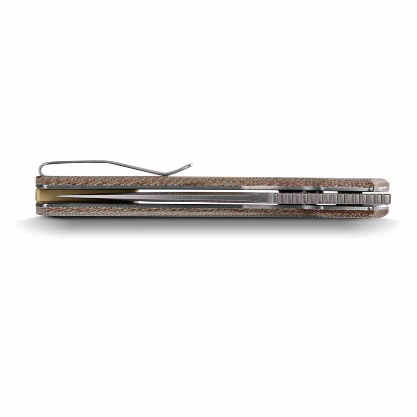 Vosteed Psyop A2210 - 3.32" Elmax Stonewashed Blade, Norplex UltreX Natural Micarta Handle