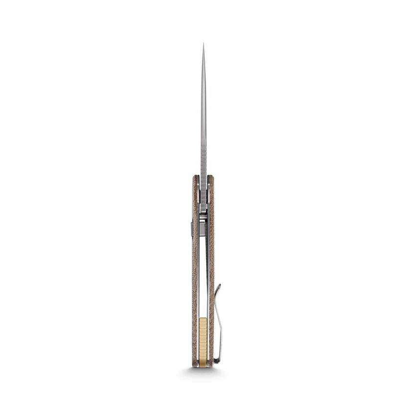 Vosteed Psyop A2210 - 3.32" Elmax Stonewashed Blade, Norplex UltreX Natural Micarta Handle