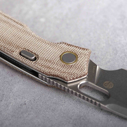 Vosteed Psyop A2210 - 3.32" Elmax Stonewashed Blade, Norplex UltreX Natural Micarta Handle