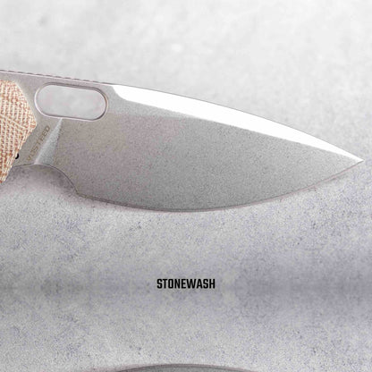 Vosteed Psyop A2210 - 3.32" Elmax Stonewashed Blade, Norplex UltreX Natural Micarta Handle