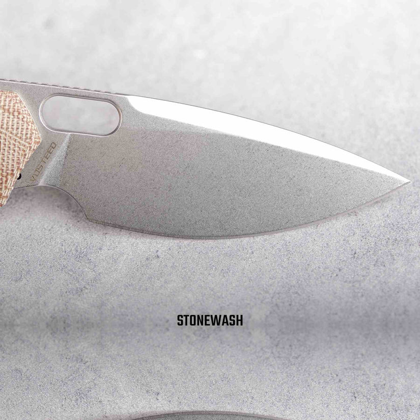 Vosteed Psyop A2210 - 3.32" Elmax Stonewashed Blade, Norplex UltreX Natural Micarta Handle