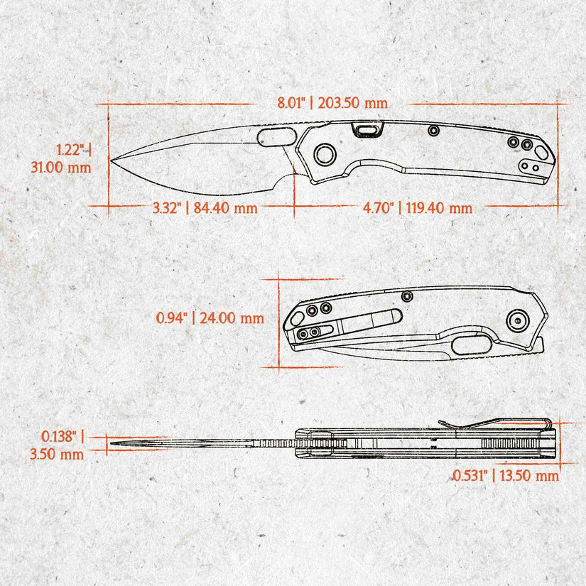 Vosteed Psyop A2210 - 3.32" Elmax Stonewashed Blade, Norplex UltreX Natural Micarta Handle