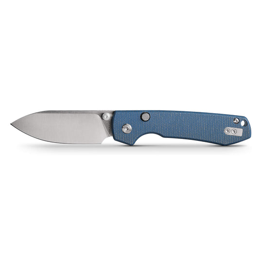 Vosteed Raccoon Top Liner Lock A2905 - 3.25" 14C28N Satin Blade, Blue Micarta Handle