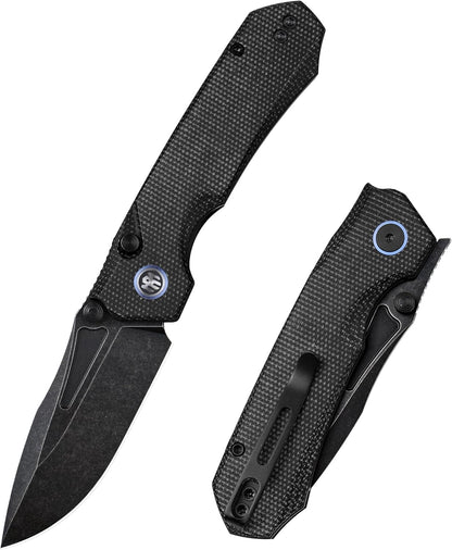 Remette RT-Rhino - 3.07" 14C28N Black Stonewashed Blade, Black Micarta Handle