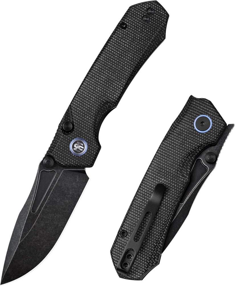 Remette RT-Rhino - 3.07" 14C28N Black Stonewashed Blade, Black Micarta Handle