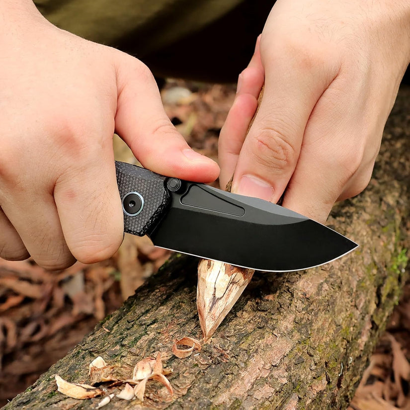 Remette RT-Rhino - 3.07" 14C28N Black Stonewashed Blade, Black Micarta Handle