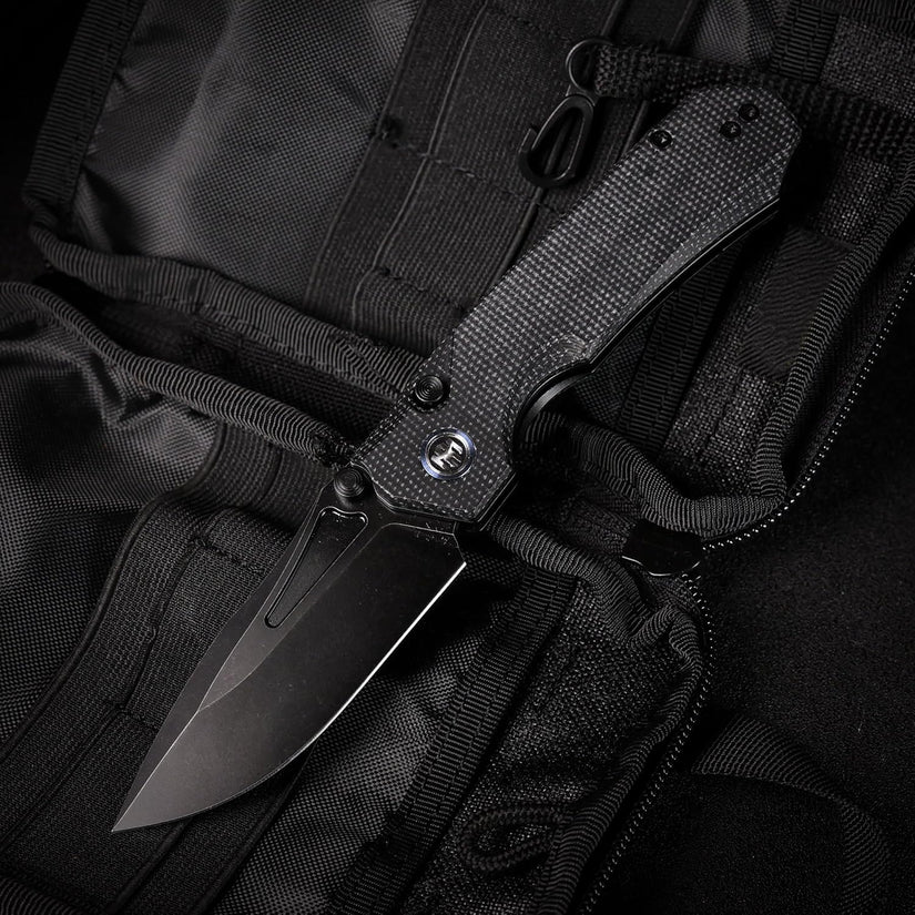 Remette RT-Rhino - 3.07" 14C28N Black Stonewashed Blade, Black Micarta Handle