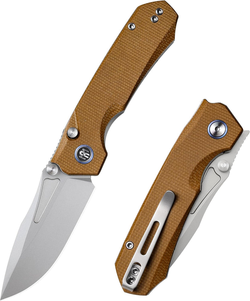 Remette RT-Rhino - 3.07" 14C28N Sandblasted Blade, Brown Micarta Handle