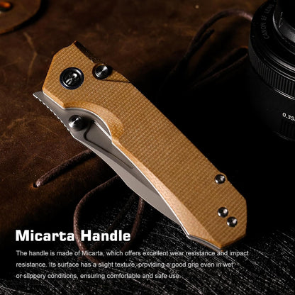 Remette RT-Rhino - 3.07" 14C28N Sandblasted Blade, Brown Micarta Handle