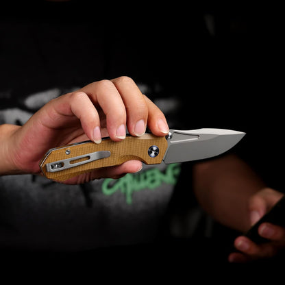 Remette RT-Rhino - 3.07" 14C28N Sandblasted Blade, Brown Micarta Handle