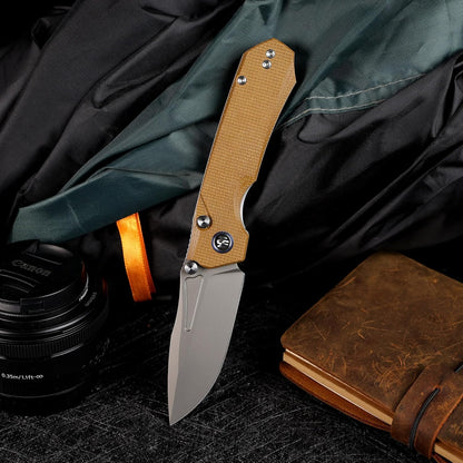 Remette RT-Rhino - 3.07" 14C28N Sandblasted Blade, Brown Micarta Handle