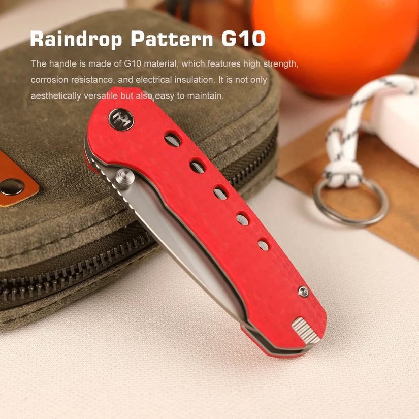 Remette RT-Bee - 2.8" 14C28N Sandblasted Blade, Red G10 Handle and Titanium Toothpick