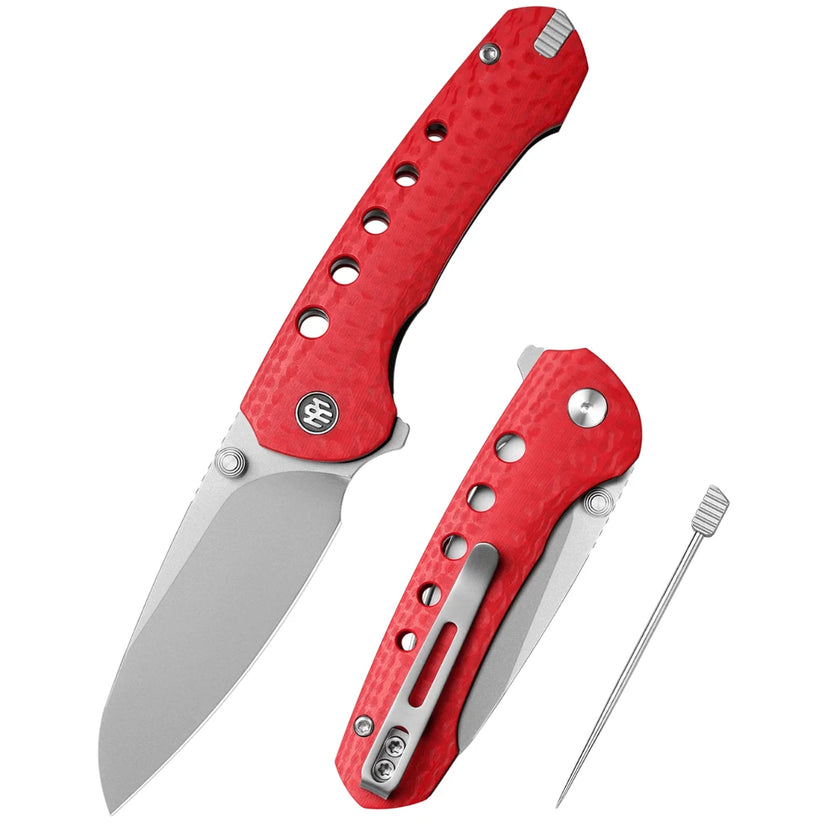 Remette RT-Bee - 2.8" 14C28N Sandblasted Blade, Red G10 Handle and Titanium Toothpick