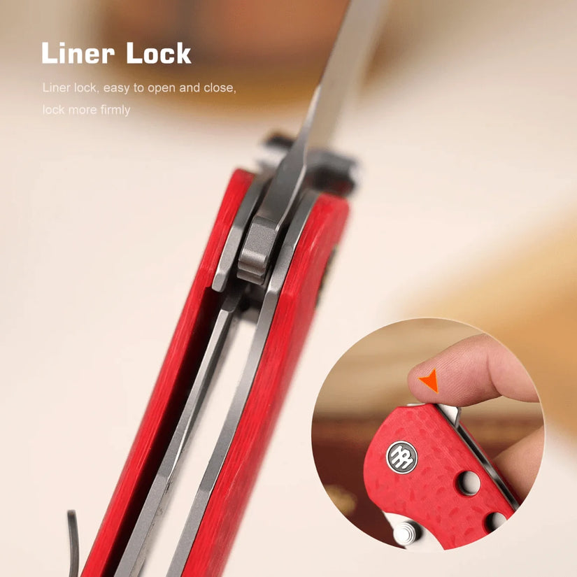 Remette RT-Bee - 2.8" 14C28N Sandblasted Blade, Red G10 Handle and Titanium Toothpick
