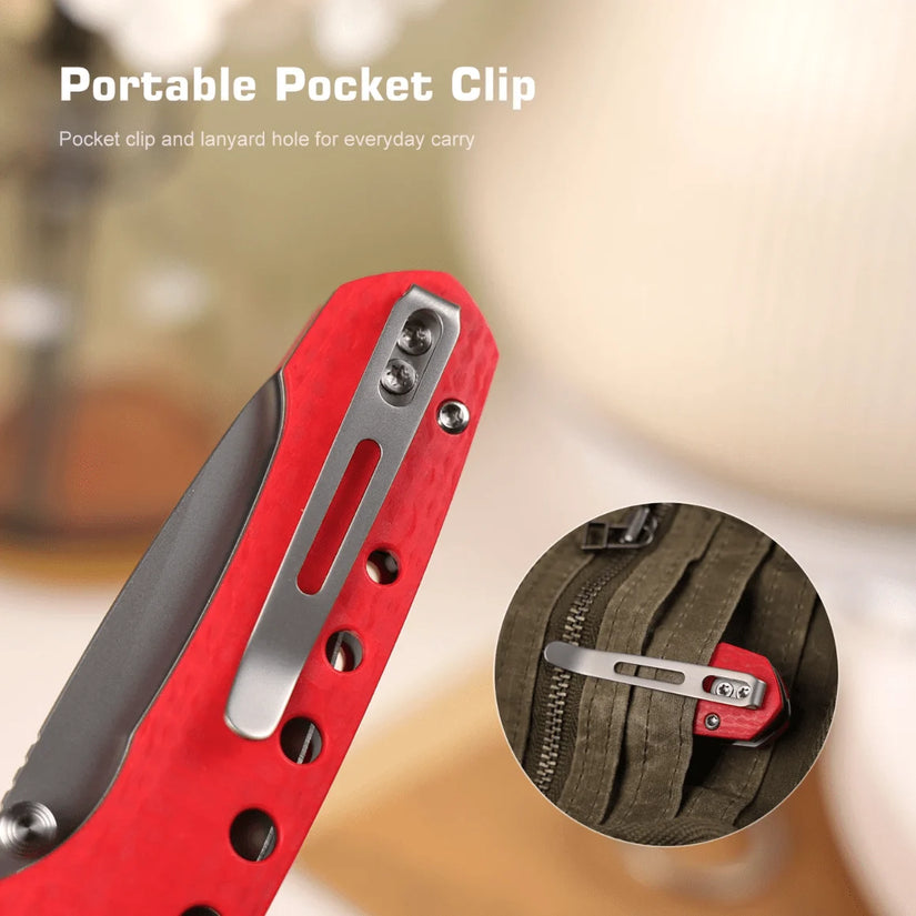 Remette RT-Bee - 2.8" 14C28N Sandblasted Blade, Red G10 Handle and Titanium Toothpick