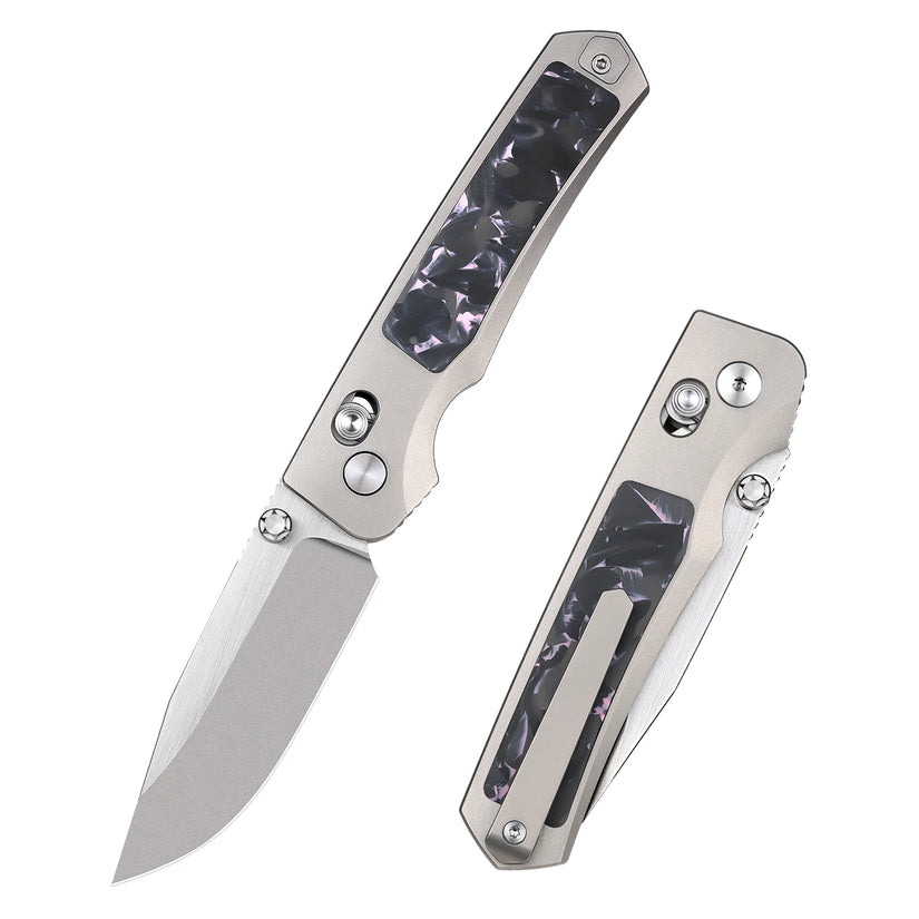 Remette RT-Aurora - 2.75" M390 Satin Blade, Pink Carbon Fibre Titanium Handle. AURA-P