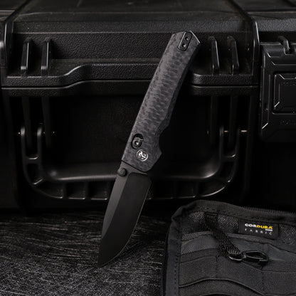 Remette RT-Aurora - 2.75" 14C28N Black Blade, Black Raindrop G10 Handle. AURA-G2