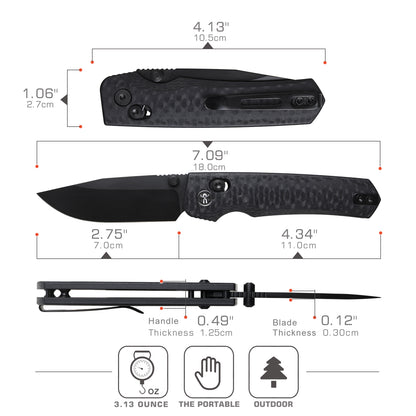 Remette RT-Aurora - 2.75" 14C28N Black Blade, Black Raindrop G10 Handle. AURA-G2