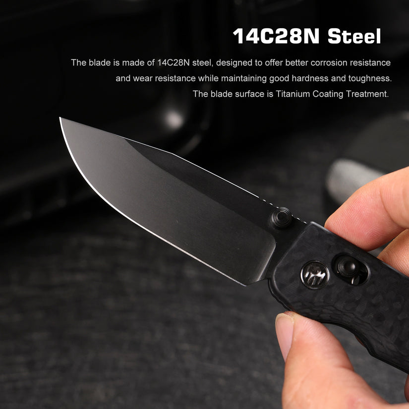 Remette RT-Aurora - 2.75" 14C28N Black Blade, Black Raindrop G10 Handle. AURA-G2